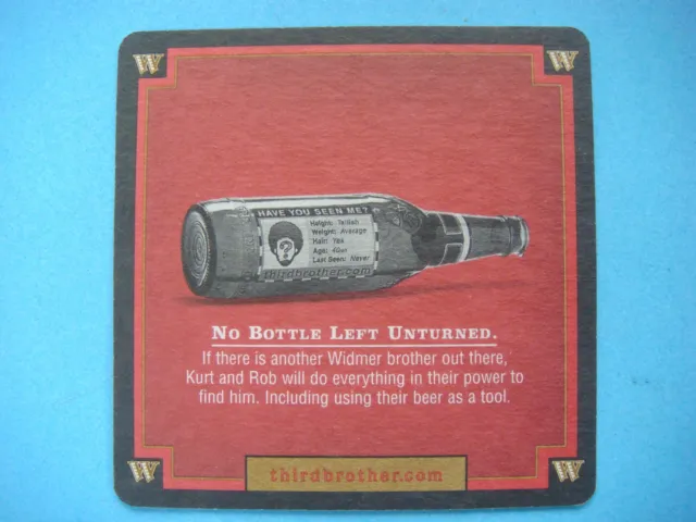 Beer Bar Coaster ~ WIDMER BROTHERS Brewery ~ Portland, OREGON No Bottle Unturned