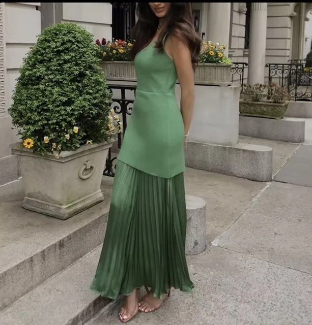 ZARA WOMAN SS25 Green Pleated Knit Combination Dress Size M 4192/055/500  52.70 - PicClick UK