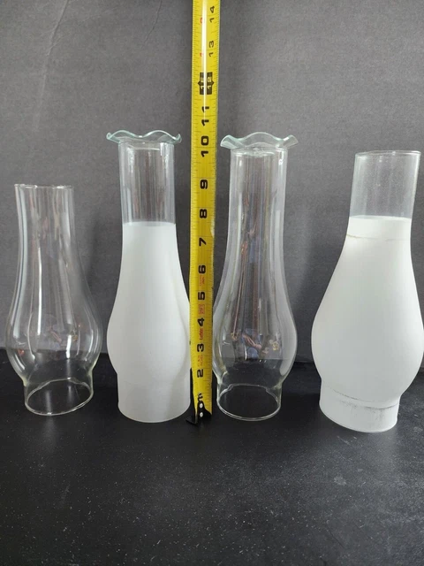 Glass Chimney Hurricane Oil Lamp Shade Replacement Globes lot of 4