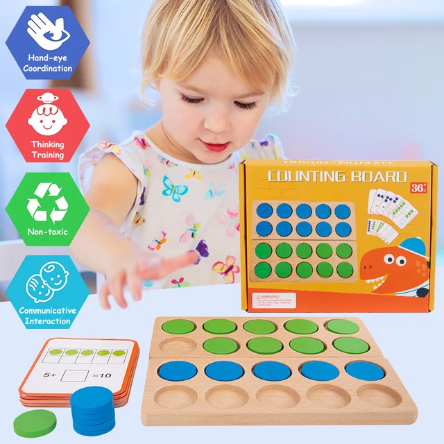 Hölzerne zehnrahmen Mathe-Spielzeug Montessori-Aktivitätsspielzeug mit 20 amDIo