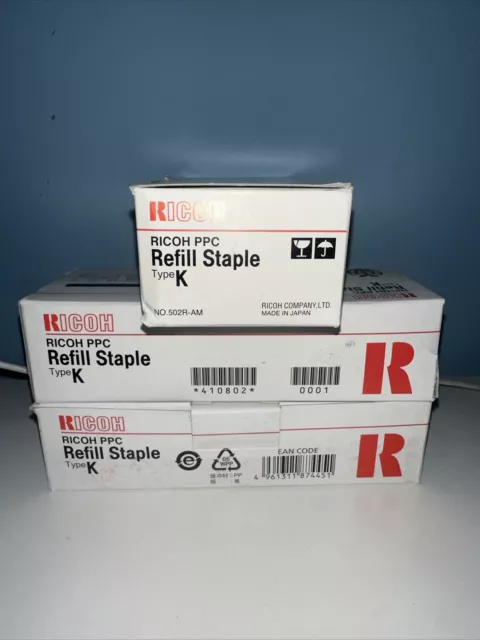 Genuine Ricoh PPC 410802 Type K Refill Staple Cartridges Lot of 3 boxes x7 crtgs