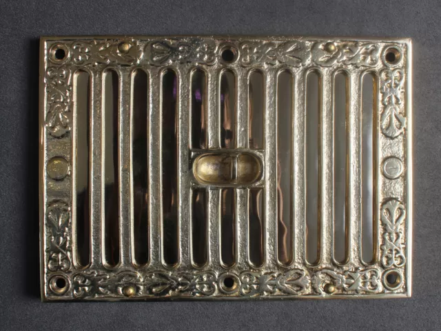 9" x 6" SOLID CAST BRASS OPEN CLOSE AIR VENT VICTORIAN ANTIQUE BRITISH - AV04br 2