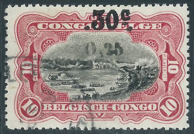 Belgian Congo, Sc #87, 25c on 30c on 10c, Used