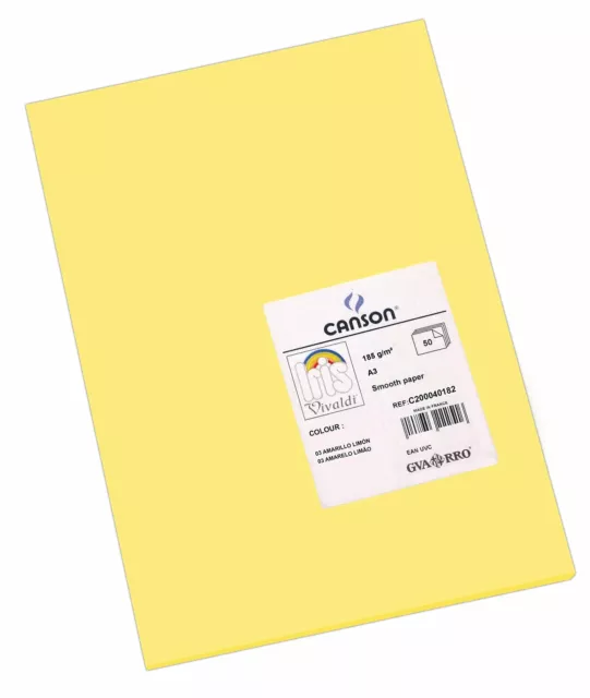 Canson Iris Vivaldi A3 185 GSM Smooth Colour Paper - Straw Yellow (Pack of 50 Sh