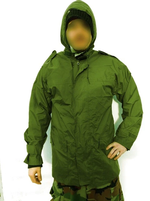 Genuine Danish army O.D wet weather jacket waterproof hooded rain coat Denmark