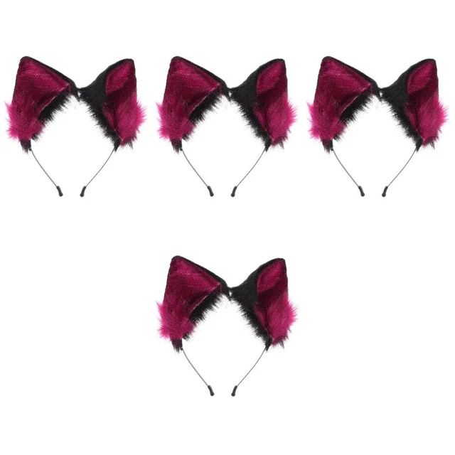 4 Count Plush Animal Headband Fox Ears Headband Cosplay Costume Lace