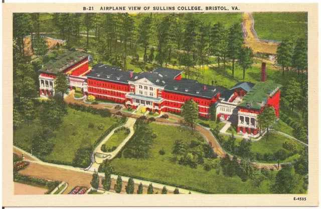 Airplane View of Sullins College in Bristol VA Postcard