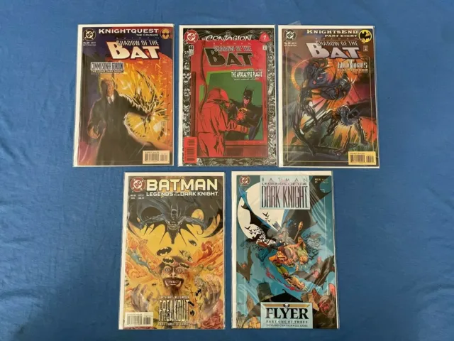 BATMAN Comic Books (5) Shadow of the Bat, Legends of the Dark Knight Freakout