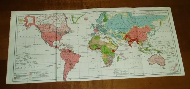 Verteilung der Staatsformen und Kolonialverfassungen.....Landkarte / 1912