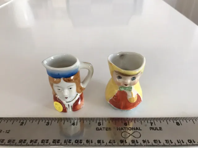 Lot of 2 Vintage Miniature Toby Figure Mugs Made in Occupied Japan 1950s