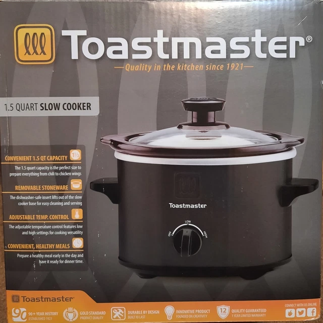 TOASTMASTER CLASSIC 1.5 Quart Round Manual Control Settings Slow Cooker