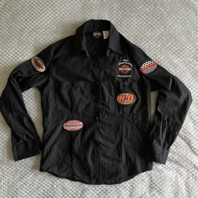 Genuine Harley Davidson Work Wear Shirt Women's Small Black Long Sleeve Staff