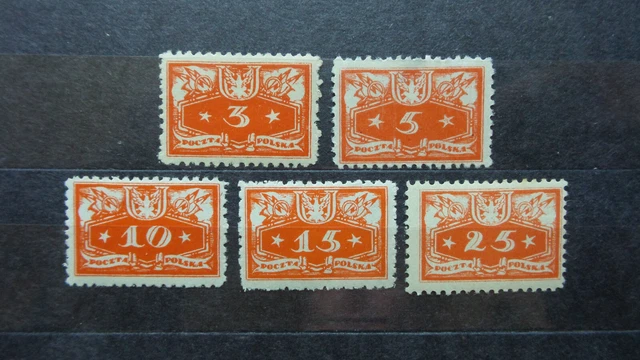 Polen 1920 / Kat. Fischer Nr. U 12 – U 16  Komplet / Ungebraucht