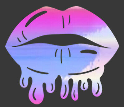 Dripping Lips Holographic Reflective Vinyl Decal Sticker for Car Truck Tumbler
