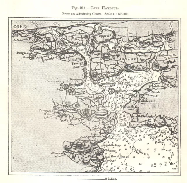 Cork Harbour from an Admiralty Chart. Soundings. Ireland. Sketch map 1885