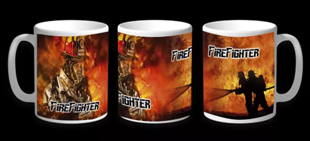 Kaffetasse FireFighter coole Feuerwehr-Tasse Flammen Feuerwehrmann Helden-Cup