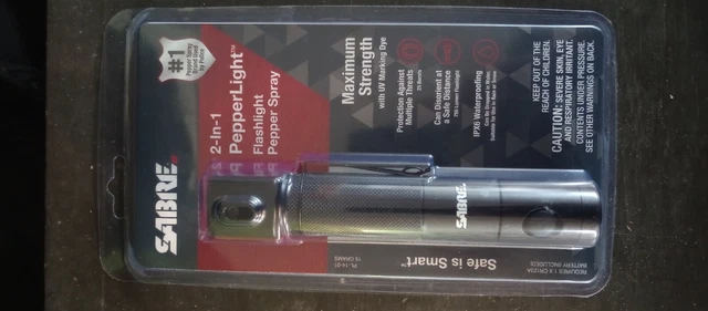 Sabre 2-in-1 Pepper Spray and Flashlight ~ Maximum Strength, Waterproof, Kick As