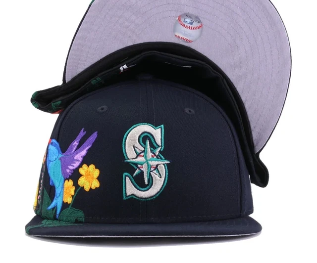 NEW ERA SEATTLE Mariners Blooming Pack 59FIFTY Fitted Hat Cap Navy Size