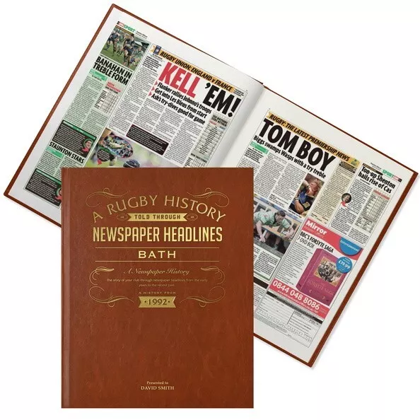 BATH Rugby Union Book - Personalised Newspaper History - Birthday Fan Gift