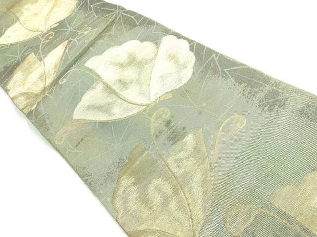 10891# Japanese Kimono / Antique Fukuro Obi For Summer / Woven Butterfly