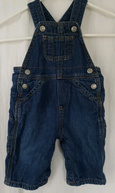 Baby Gap Denim Girls Boys Unisex Overalls Soft Lining 3-6 Months