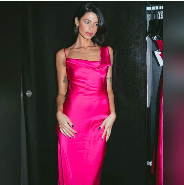 hot pink one shoulder long dress SCALA 80110 - Long Sheath Dress