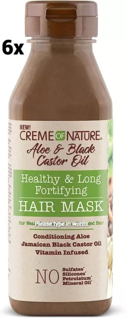 6x Creme of Nature Aloe & Black Castor Oil Healthy & Long Fortifying Hair Mask ✅