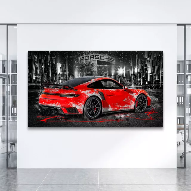 Leinwandbild Porsche 911 Turbo Auto Bilder Wohnzimmer Büro Wanddeko XXL Abstrakt