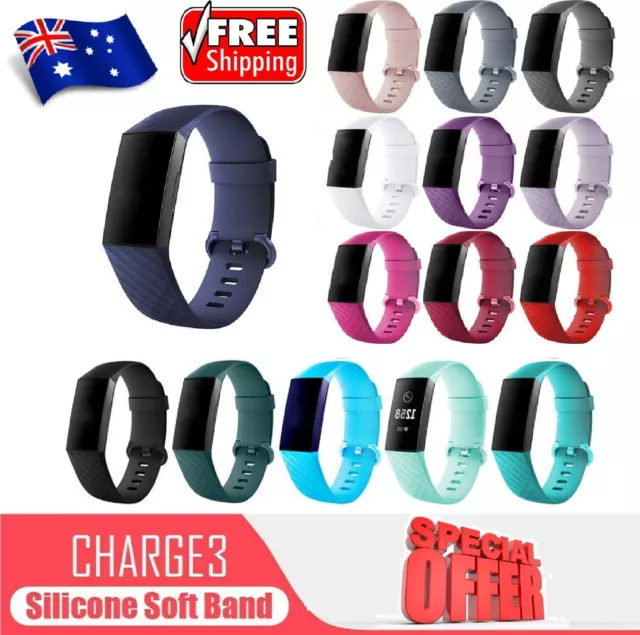 Replacement Band for Fitbit Charge  3 Soft Silicone Band Strap Watch Wrist Band