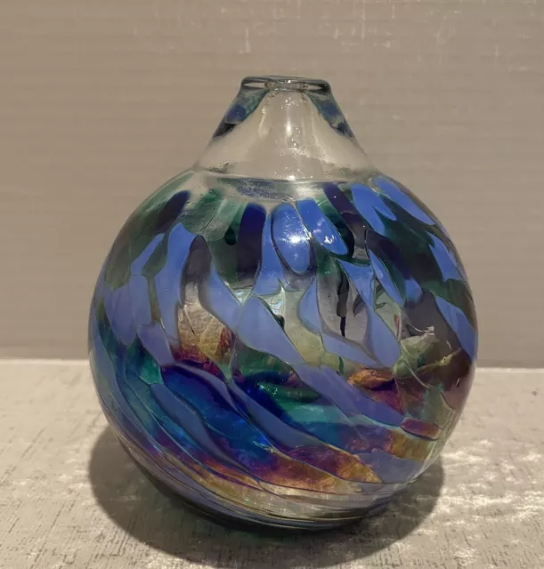 Cobalt Blue ART GLASS Oil Lamp - No Wick  BEAUTIFUL! 5.5 in tall