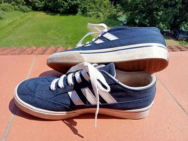 ADIDAS SCARPETTE VINTAGE uk5.5 IT 38.5 tela bl con strisce