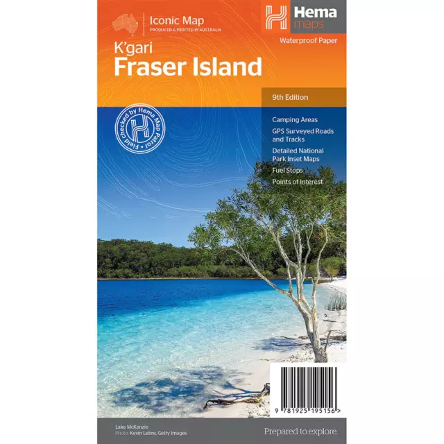 Hema Iconic Map Highly Detailed Kgari Fraser is land Waterproof Map 9th Edition