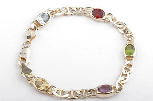 Topas Granat Peridot Amethyst Citrin Armband 585 Gelb Gold! #
