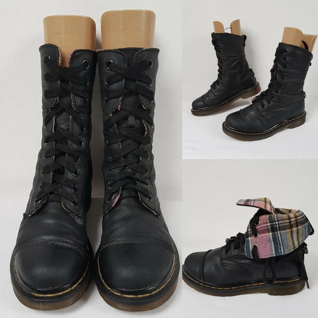 BOTTES PLIANTES DR Martens Triumph Aimilita cuir noir doux rose