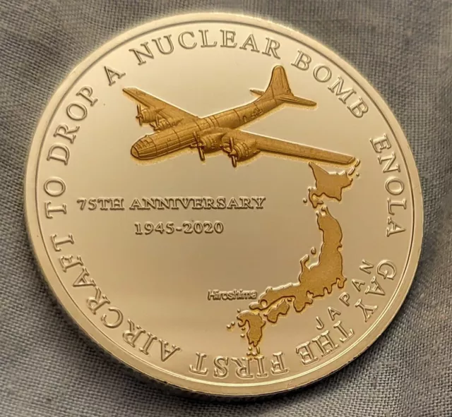 Enola Gay Gold Silbermünze Atombombe Hiroshima Marine Flugzeug Japan Retro alt