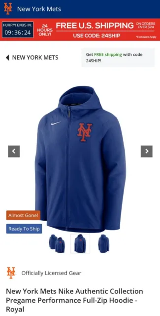 New York Mets Authentic MLB Licensed Nike Full-Zip Hoodie Light Jacket _ Size M