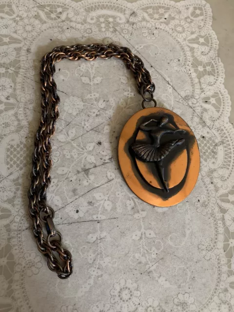 Mid Century Modern Copper Broach/Pendant And Necklace