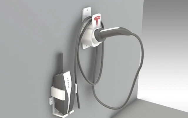 Support Mural Câble Chargeur Véhicule électrique - Compatible Prises IEC 51296-2 - Résistant Intempéries - Gris