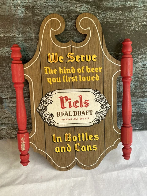 Piels Real Draft Beer Sign Vintage  “All  Wood”