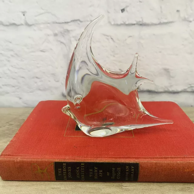 Vintage Art Glass Tropical Fish Figurine Clear