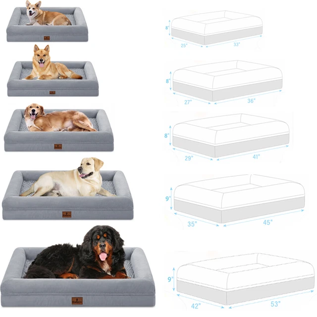 Gray Orthopedic Foam Dog Bed Pet Sofa with Removable Cover & Memory Foam Bolster