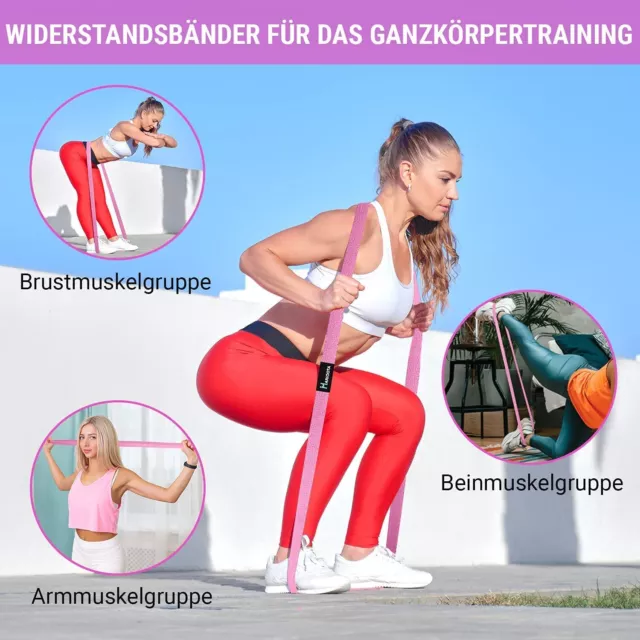 ✅​ Lange Stoff Fitnessbänder 3 Verschiedene Widerstandsbänder Set Tragebeutel 2