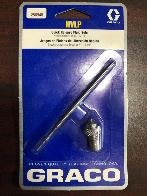 New Graco HVLP Quick Release Fluid Set Needle / Nozzle Set #4 Part# 256948