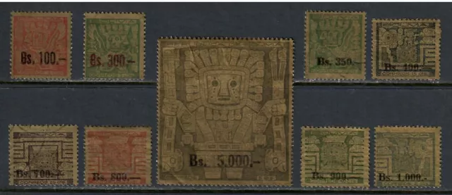 9 Diferentes F-MUY BUEN Usado Bolivia de la edición de 1960 Prehistoric Gods - Yo Combino S/H