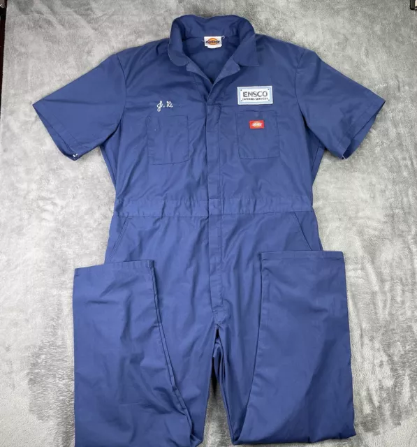 Vintage Dickies Coveralls Mens 42 Blue Mechanic Workwear Overall Jumpsuit XL Jr.