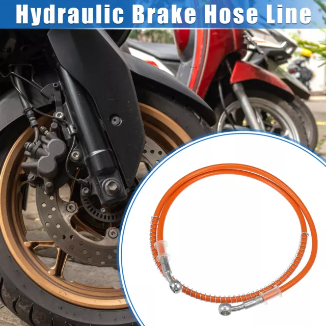Motorcycle 120cm 47.24" 10mm 0.39" Hydraulic Brake Hose Line Pipeline Orange