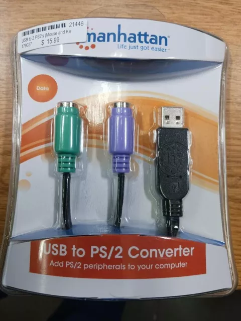 USB to Dual PS/2 Keyboard/Mouse Converter Cable
