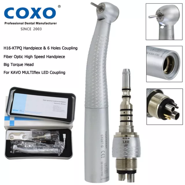 COXO CX207-G-KTPQ Dental High Speed Handpiece Fiber Optic Fit KAVO Coupler