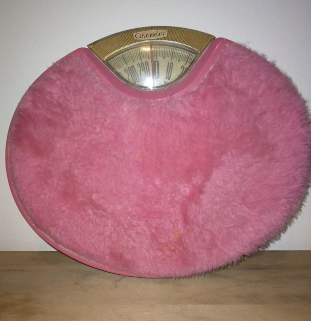 Vintage Pink Fur Covered Bathroom Scale Counselor