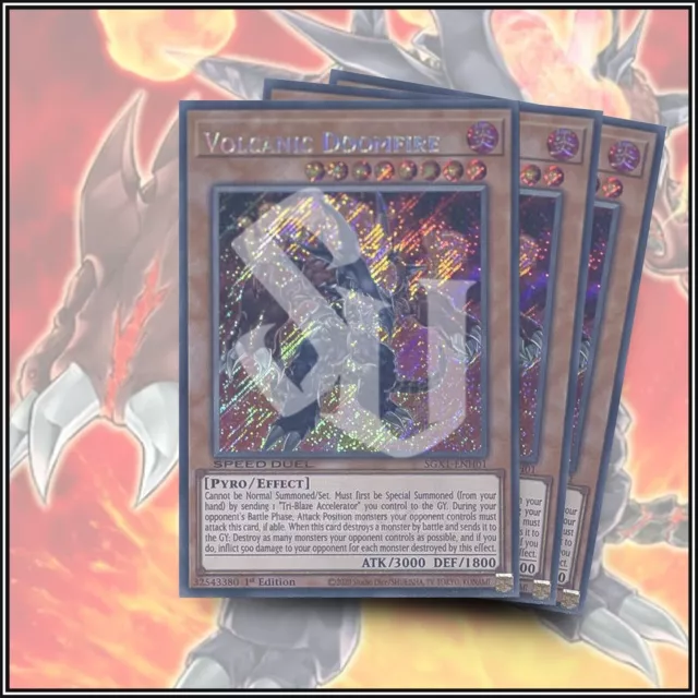 YuGiOh VOLCANIC DOOMFIRE x3 | SECRET RARE ▪️ 1ST EDITION 💎